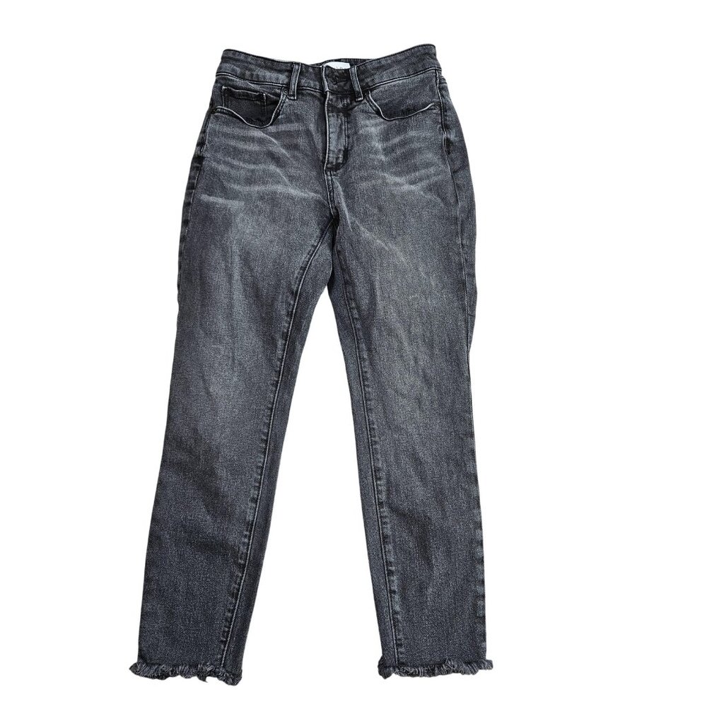 LOFT The Skinny Jeans Womens 2P Gray Charcoal‎ Wash Raw Hem Stretch Denim